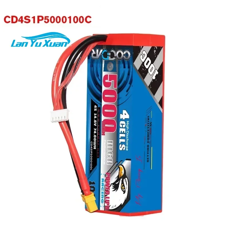 

CODDAR 14.8V 4S Lipo Battery 100C 5000mAh for RC Vehicles Car Truck Tank Buggy Truggy Racing Boat Model HardCase with XT60 XT90