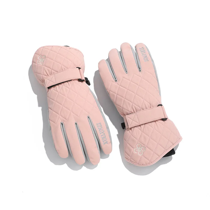 Gants de ski thermiques en velours pour femme, garder au chaud l\'eau, vent vert, cyclisme, vélo, hiver, 506