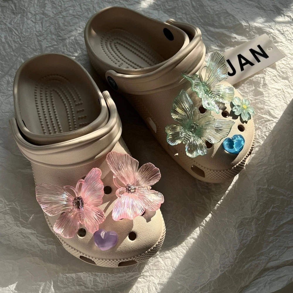 

Removable Sandals Decoration Dreamy Crystal Butterfly Flower Hole Accessory DIY Color Buckle Exquisite Simulation Shoes Charm