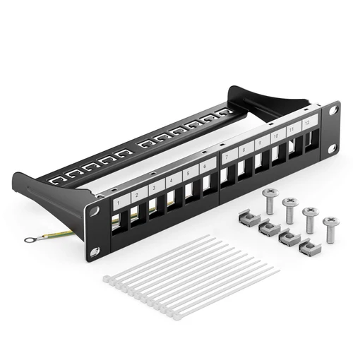 Imagen 2 del producto ZoeRax Network 10"" panel de conexión en blanco vacío de 12 puertos 1U para montaje en rack Keystone Jacks estándar