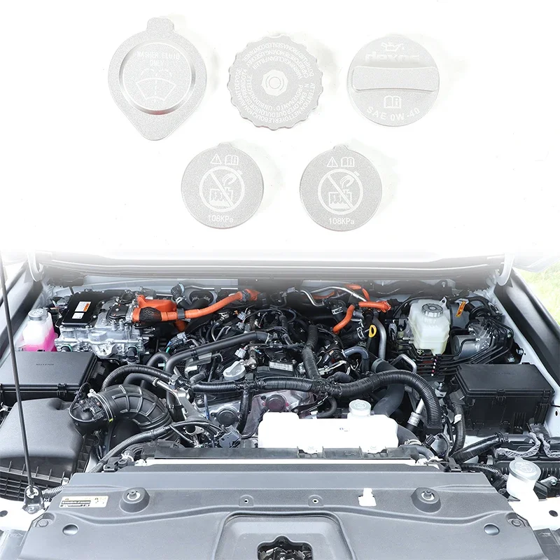 سبائك الألومنيوم الأحمر لتويوتا لاند كروزر برادو 250 LC250 2024-2025 + محرك السيارة المقصورة النفط غطاء السائل ملصق اكسسوارات السيارات