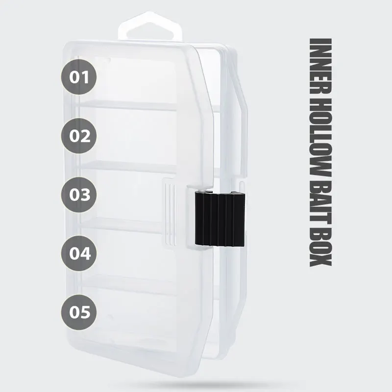 Visible Fishing Lure Box 5 Grids Compartments Organizer Container Fishing Tackle Box Bead Screw Holder Case Frosted Plastic