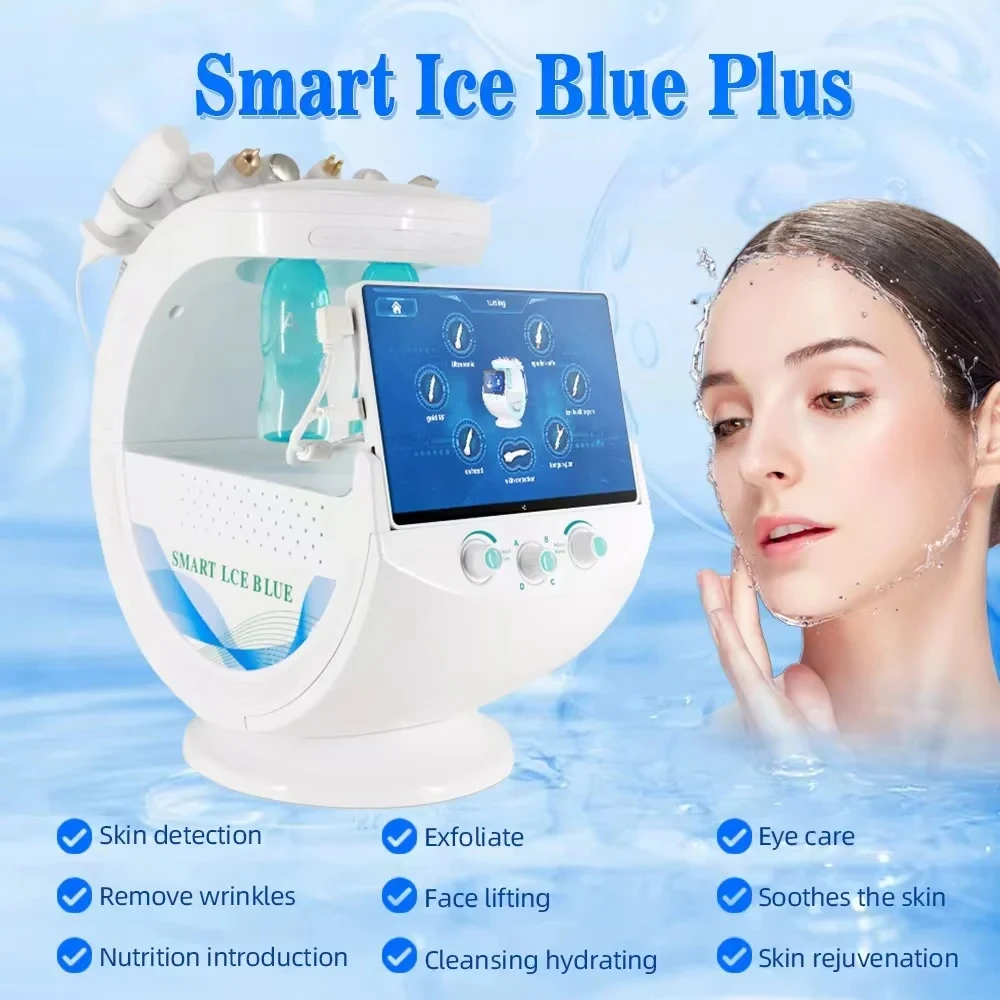 Hot Selling 7 In 1 Smart Ice Blue Oxygen Facial Rf Water Skin Scrub Bath Oxygen Hydration Machine