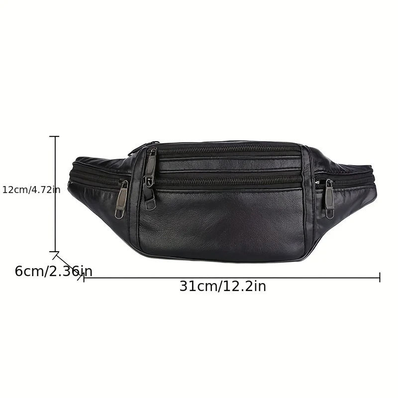 Waist Chest Bag, Leather Fanny Pack, Men and Women Money Belt Bag, Outdoor Cross Body Sports Pouch for Travel, Walking, Running image 4