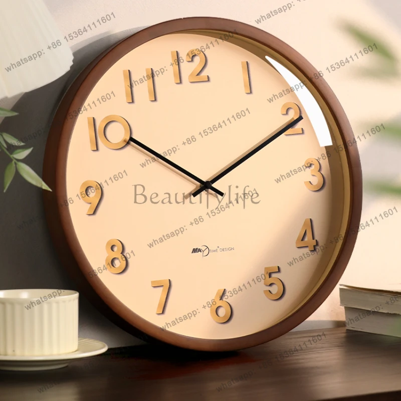 

Настенные часы из массива дерева в корейском стиле, современные, для гостиной, простые, высококачественные, модные, для интерьера, декор для стен