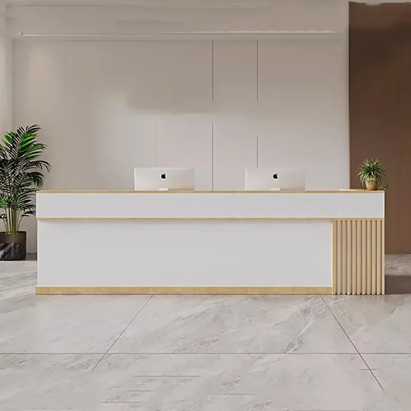 

Customized Simple Reception Counter Luxury Italian Creative Aesthetic Reception Desk Classic Premium Mostrador Office Furniture