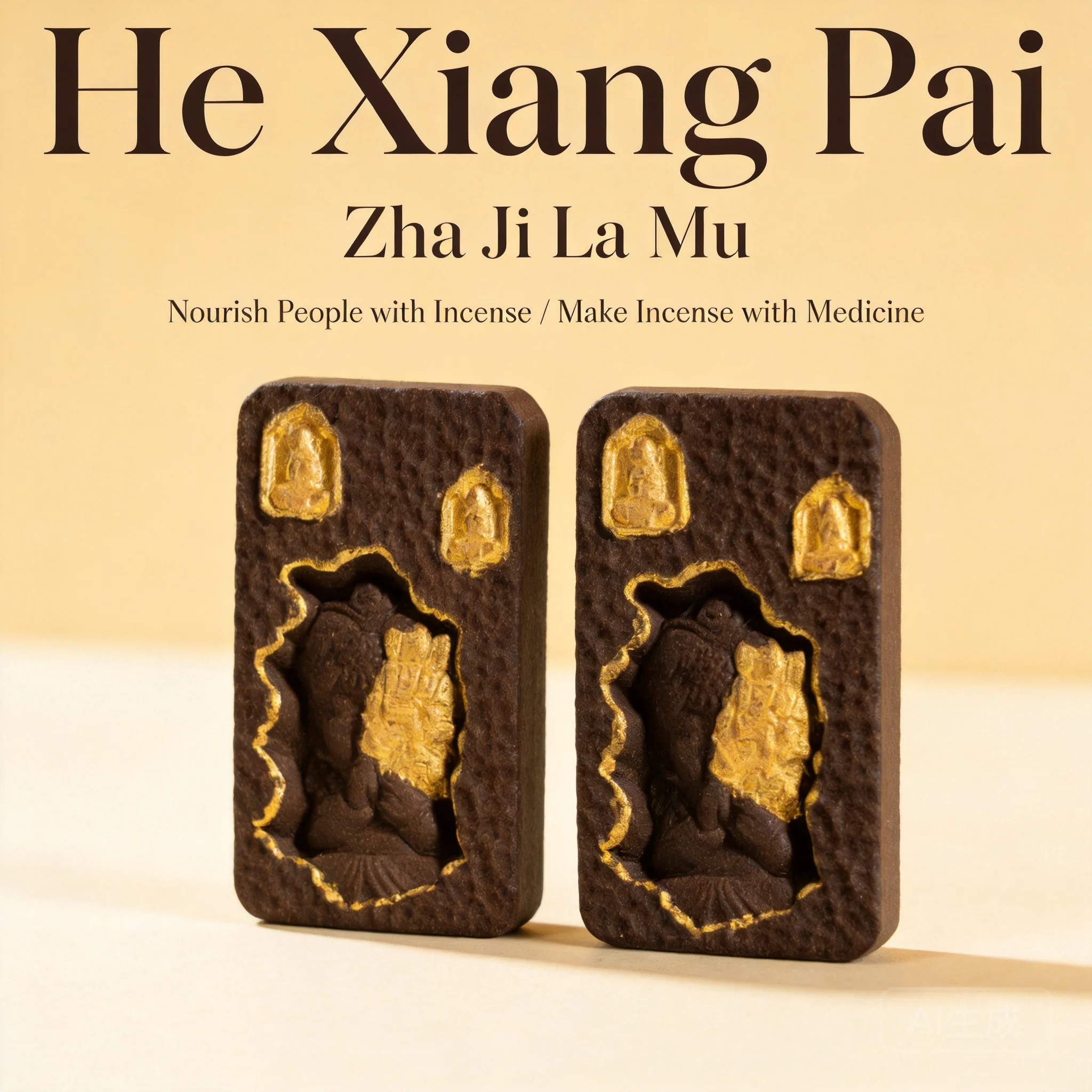 chinese-traditional-zhajilamu-ambergris-incense-tablet-lucky-wealth-blessing-pendant-handmade-herbal-gold-painted-aroma-car-hang