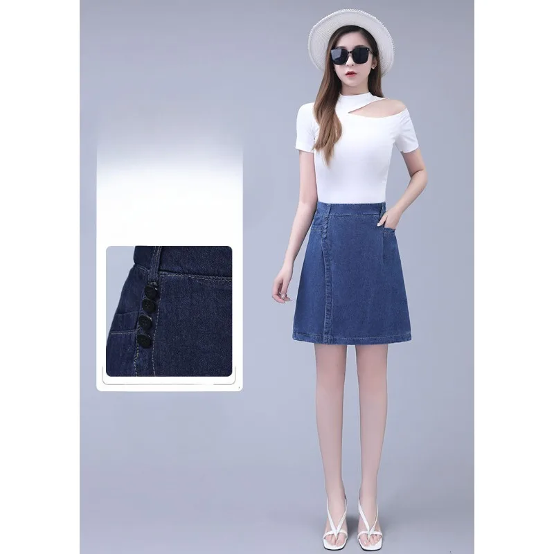 

Women's Summer Thin Quarter Wide Leg Pants New Women's Loose Shorts Spring and Summer High-waisted Pants Five-point Denim Skirt