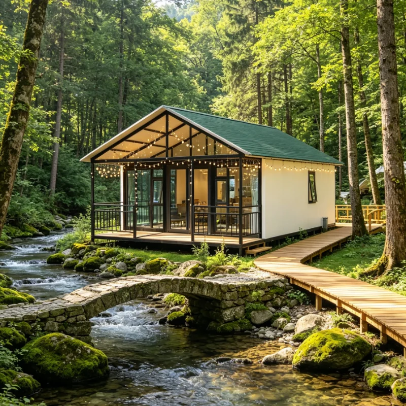 Customized Foldable Prefab Home 40ft Two Bedroom Expandable Modular Cabin Waterproof Anti Corrosion Steel Unit