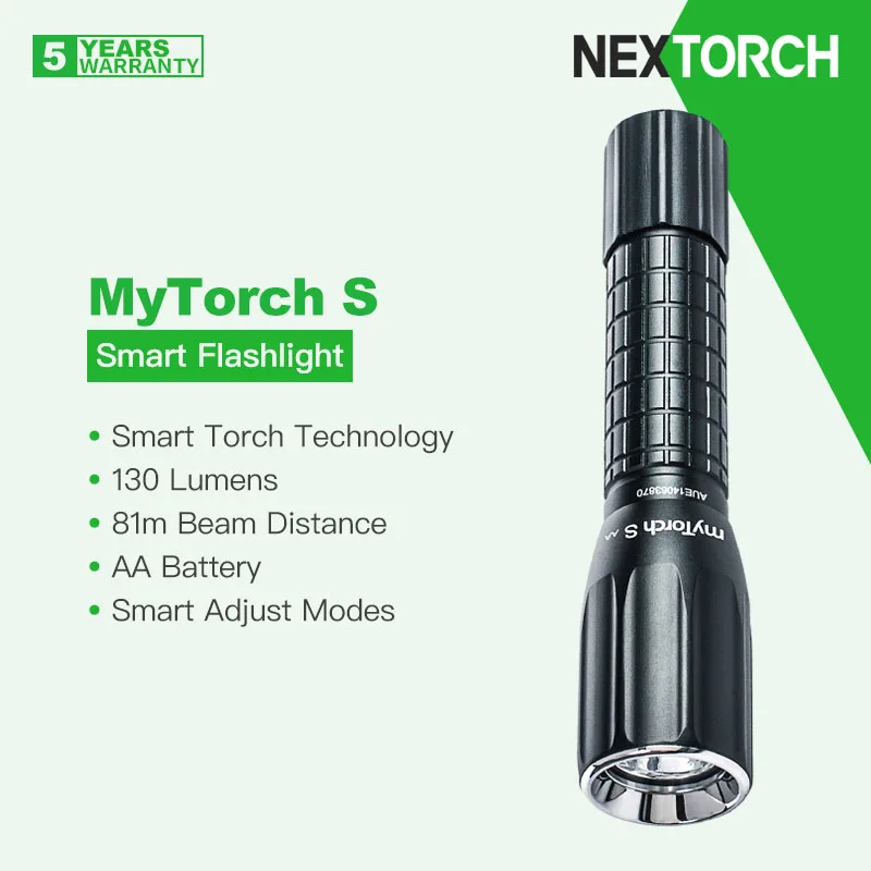 Nextorch MyTorch S Smart Flashlight, Adjust Military Police, Tactical or Wilderness Modes, XP-G2 LED, USB Connect Computer