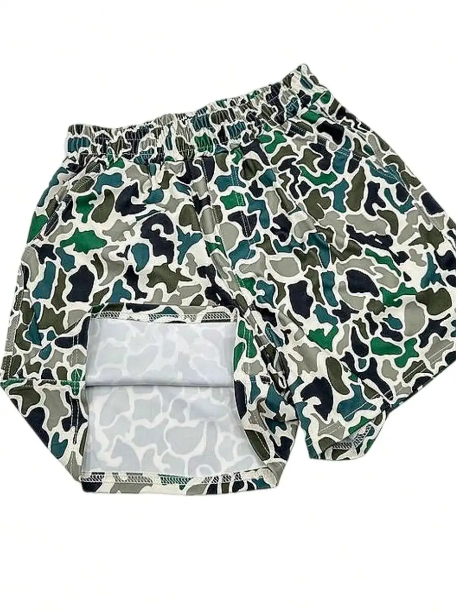 

Mens Camo Print Loose Fit Polyester Shorts For Summer Casual Outdoor Beach Wear