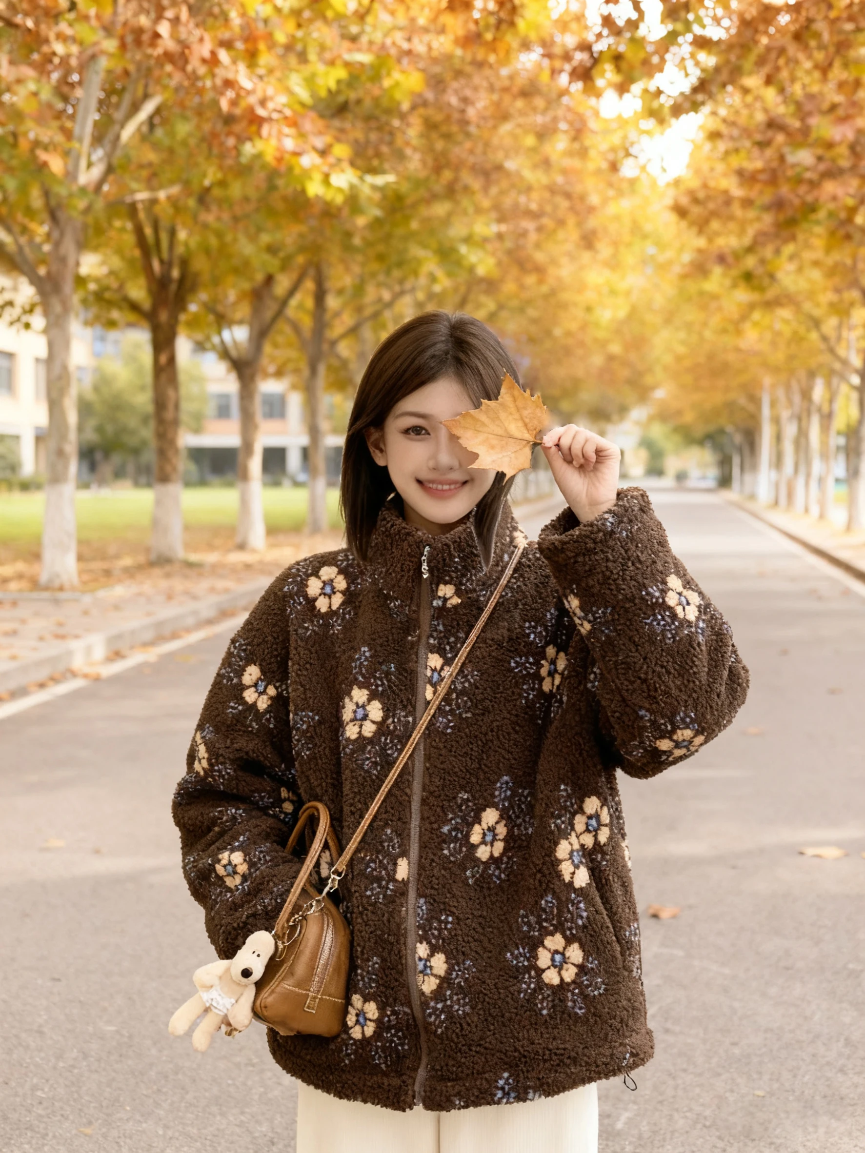 

Retro Korean Lamb Fur Collar Cotton Jaet Women's Autumn Winter Warm Stand Collar Brown Coat Sli New Arrival 2025