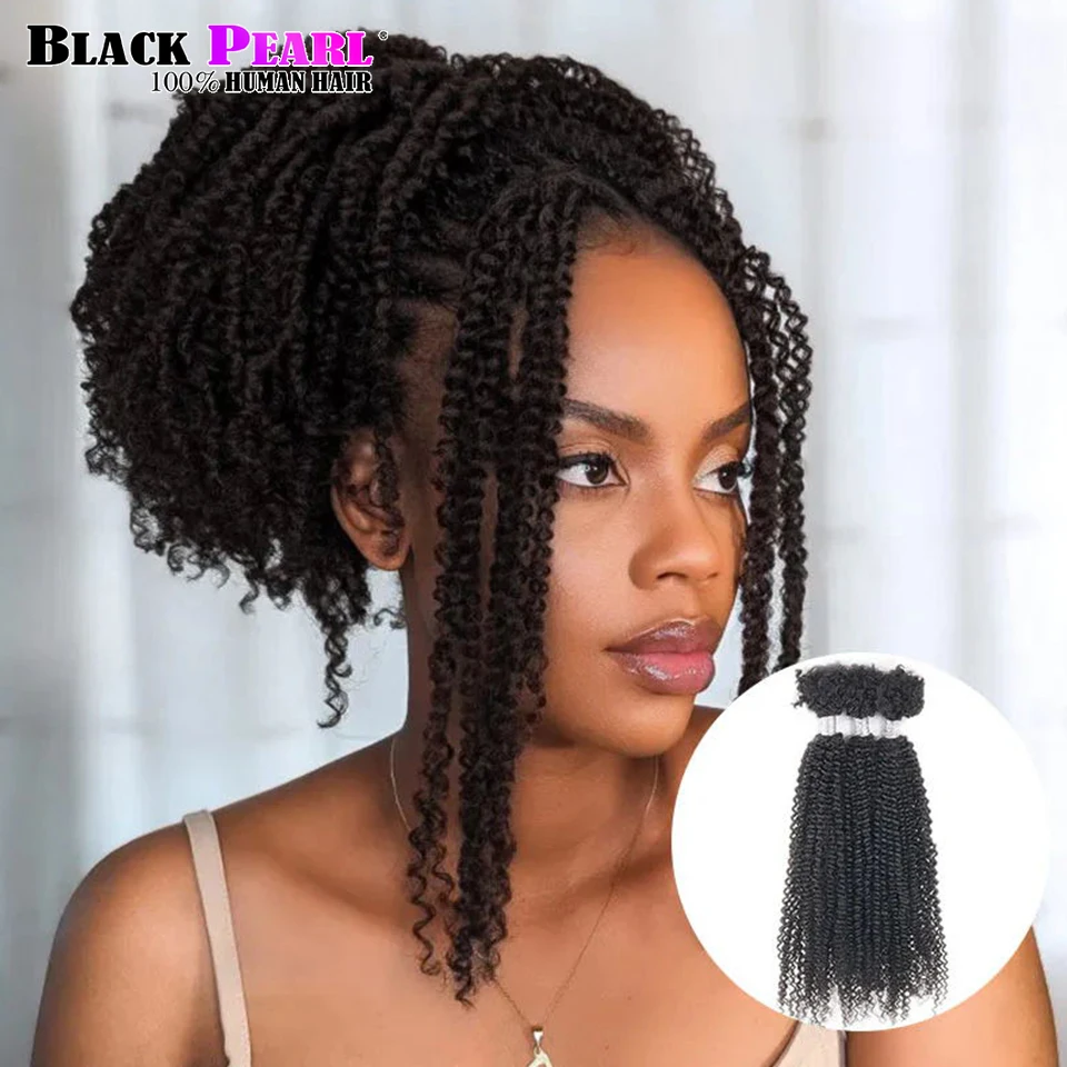 

Black Pearl Ombre Brown Kinky Curly Hair for Twist Crochet Braiding Hair 100% Remy Human Bulk Hair Peruvian Afro Kinky V Bulk