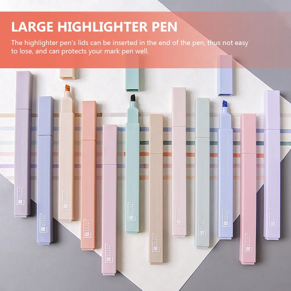 

6Pcs Highlighter Pen Smooth Nib Bright Large Capacity Not Penetrate Paper Book Marking Note Taking Marker