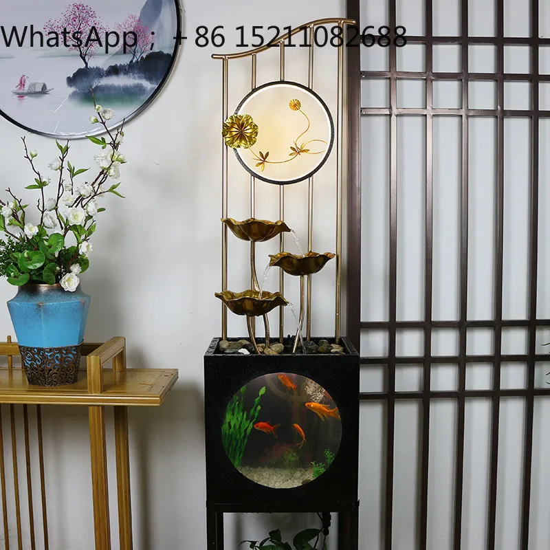 LLY new Chinese-style living room entrance screen landscape self-circulation household floor-to-ceiling fish tank ornament