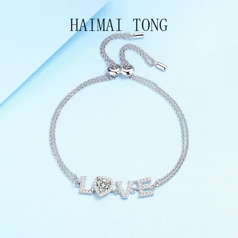 

Классические платиновые браслеты из белого золота PT950 с бриллиантами в подарок 0,5 карата vvs1 Dcolor Heart в стиле роскошный муассанит LOVE браслет для женщин