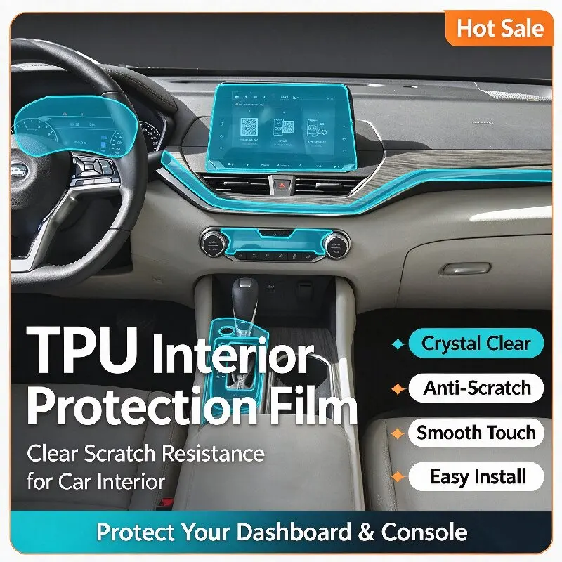 For 2022 Nissan Qashqai car interior film gear center console paint TPU transparent protective film decoration