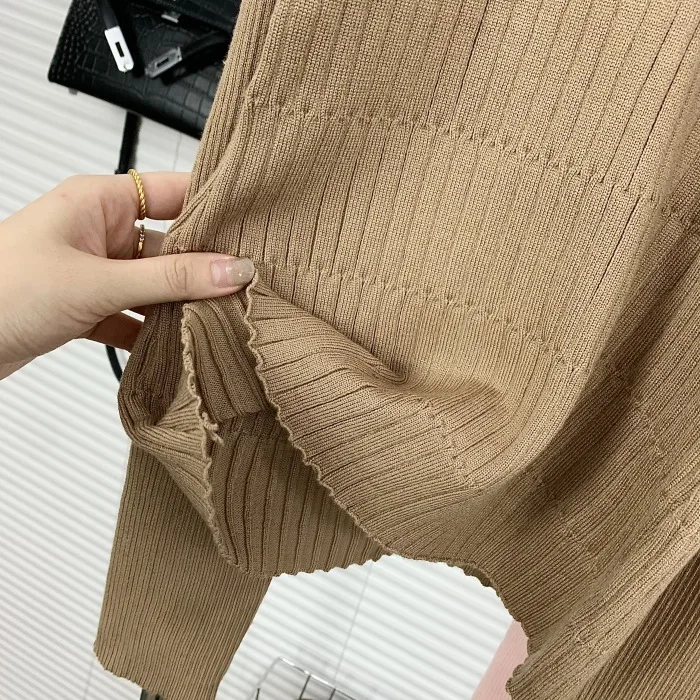 Autumn and winter temperament off shoulder long sleeved knitted sweater for women