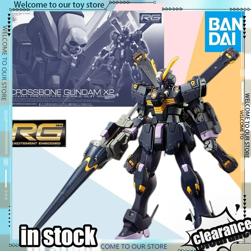 

In Stock Bandai RG 1/144 CROSSBONE GUNDAM X2 Black Skull Reissue Model Kit Action Figure Assembly Model KIT Toy Gifts for Kids