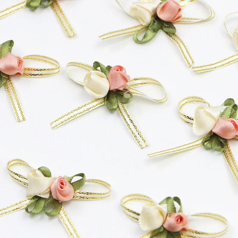 (20 Pcs/pack) 45mm Rose Bud Bow Wedding Gift Box Hair Accessories Home Christmas Bow Festival Decoration Handmade Exquisite