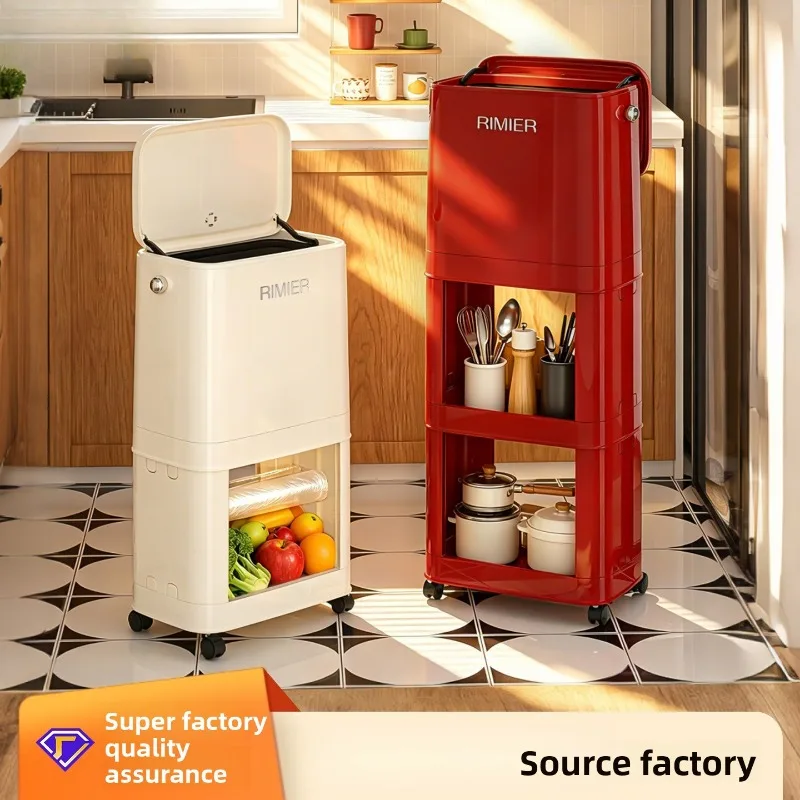 Kitchen Trash Can 2026 New Model Movable Ergonomic No Bending Large Capacity Multilevel Storage Large Capacity Living Room