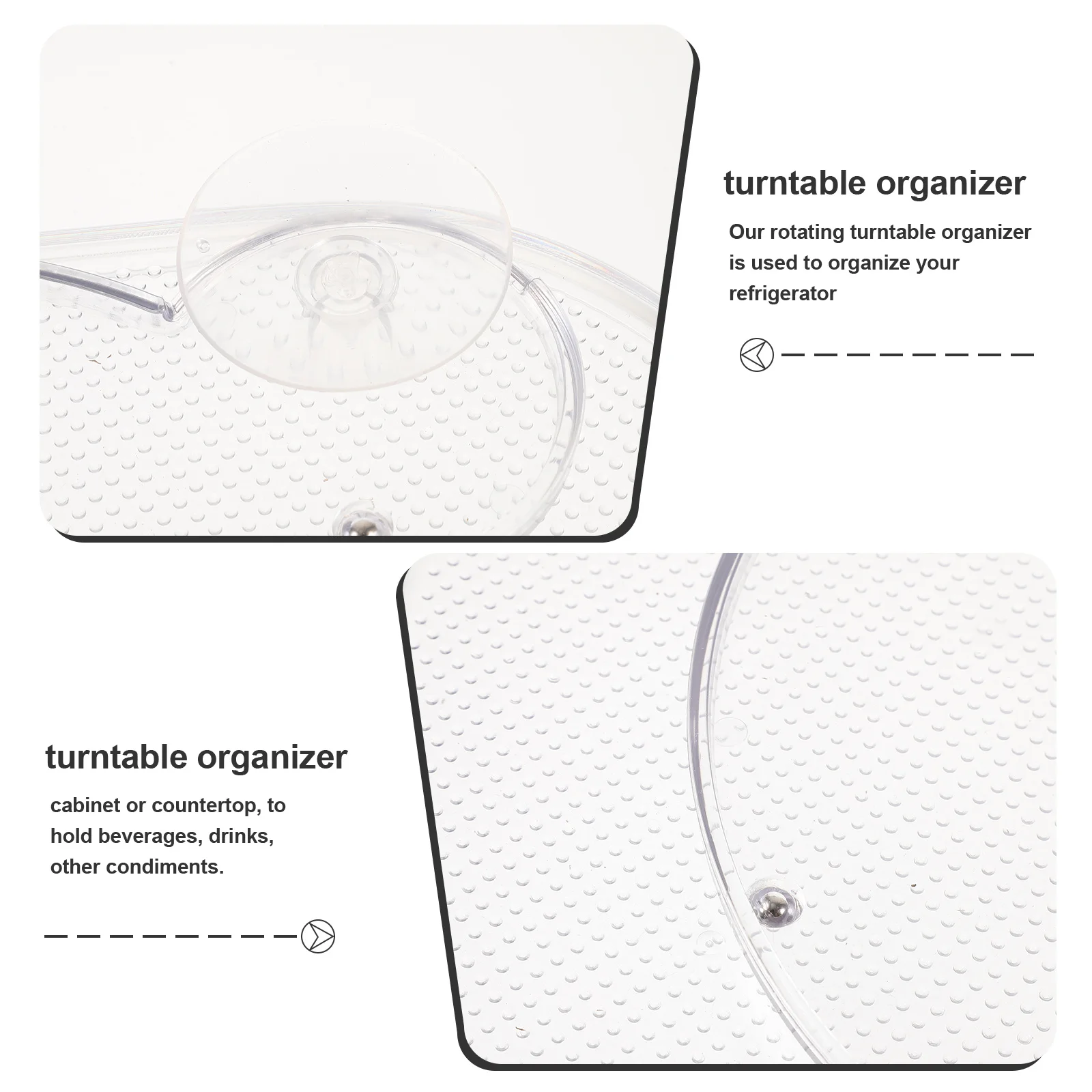 

Clear Rectangular Turntable Organizer for Refrigerator Kitchen Countertop 360 Degree Rotating Beverage Sauce Bottle Storage