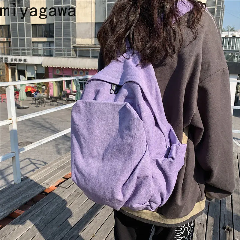 

Miyagawa Canvas Backpack Korean Harajuku Female College Student Junior High School Versatile Retro Backpack Backpack for Women