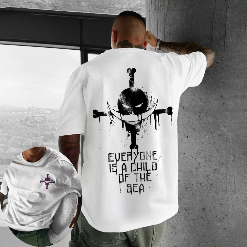 One Piece Sommer Herren T-Shirt Anime Edward Newgate Herbst Jungen Kinder Kurzarm Punk Locker Trendy Eltern-Kind-Outfit