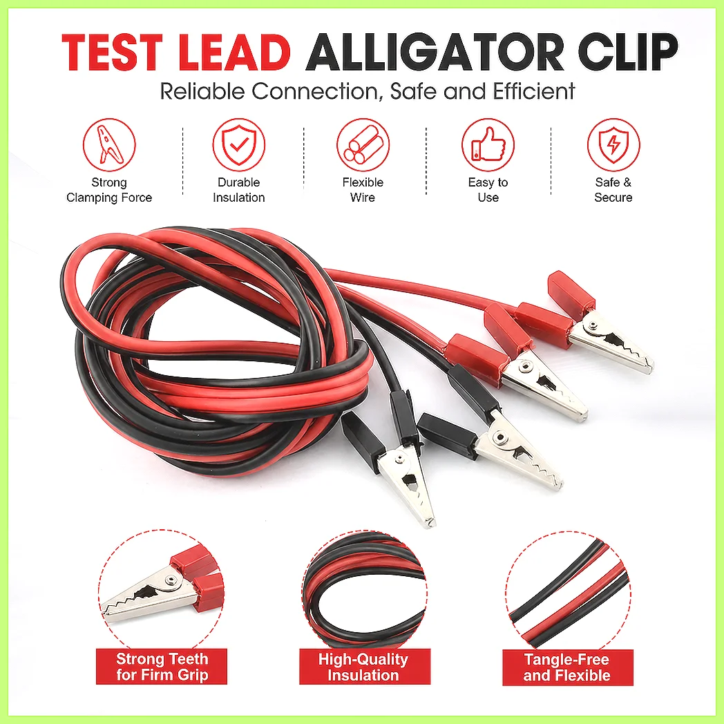 Heavy Duty Double End Alligator Clip Test Lead 1.5M Battery Jumper Cable Clamp Wire for Truckers Contractors Automotive