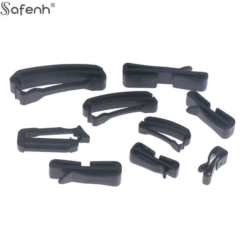 10 Pcs/Pack Plastic Quick Slip Keeper Buckle End Clip Slider Black For Molle Tactical Backpack Adjusting Strap Webbing 20-50mm
