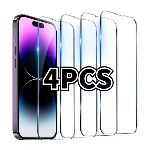 4Pcs High Quality HD Clear 9H Tempered Glass For iPhone 16e 16 15 14 Plus 13 12 mini 11 Pro X XS Max XR Screen Protector
