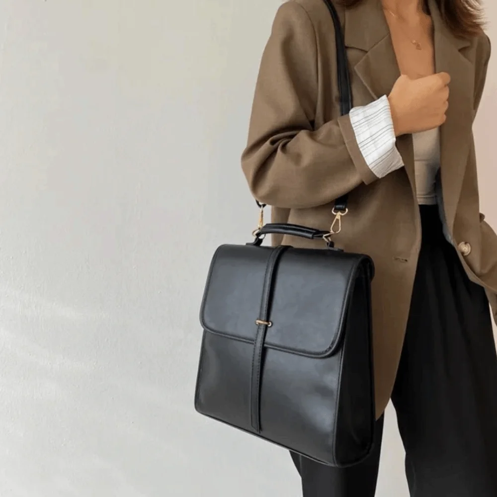 الصلبة اللون جيوب متعددة حقائب الظهر حقيبة الكتف سعة كبيرة بو الجلود حقيبة كروسبودي سستة إغلاق حمل حقيبة