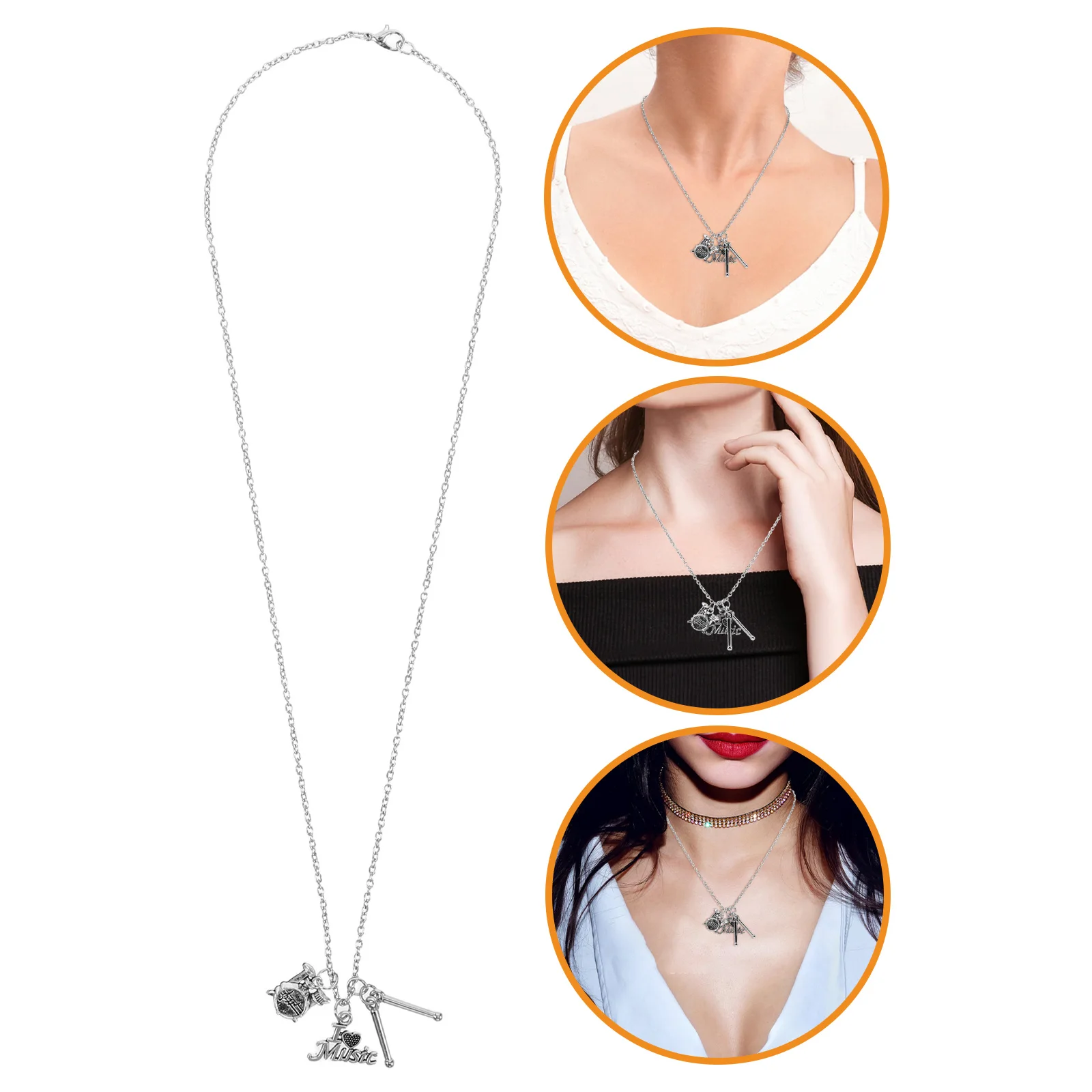 

Music Lovers Necklace Drum for Men Gift Cool Things Drummers Stainless Steel Chic Man Player Party Decoration