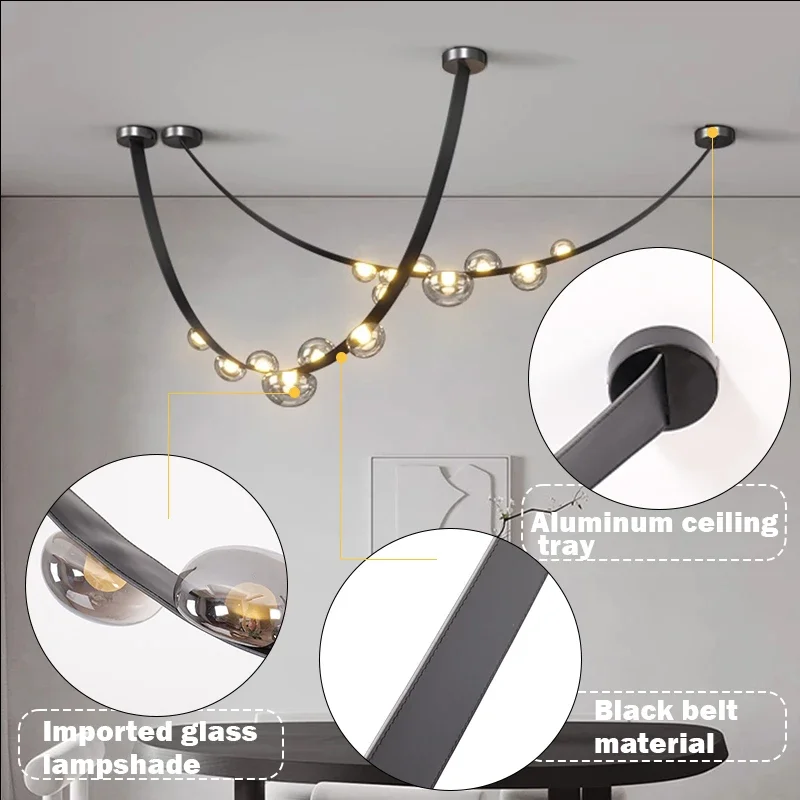 

Modern LED glass chandeliers, living room bedroom hall ceiling chandeliers, belt glass hardware materials.Home lighting