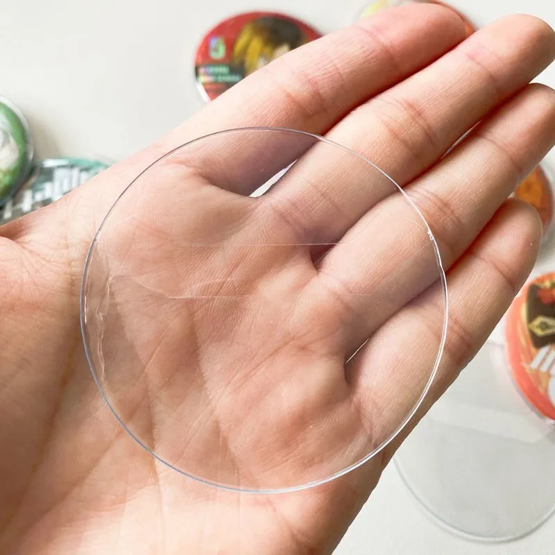 10PCS Transparent PVC Badge Protector Sleeves for 58/75mm Japan Game Anime Pins Scratch-Proof  Badges Covers Soft Rubber Pocket