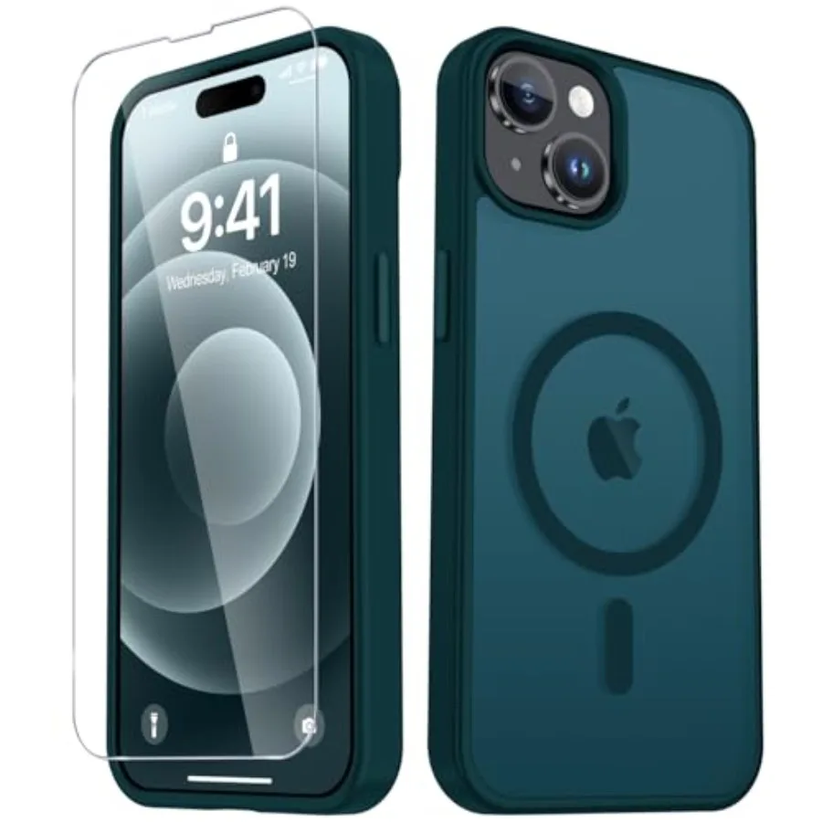 

for iPhone 15 Case, iPhone 14/13 Case, Matte Magnetic Phone Cover [with 1 Screen Protector] [Support for MagSafe] [Shockproof M