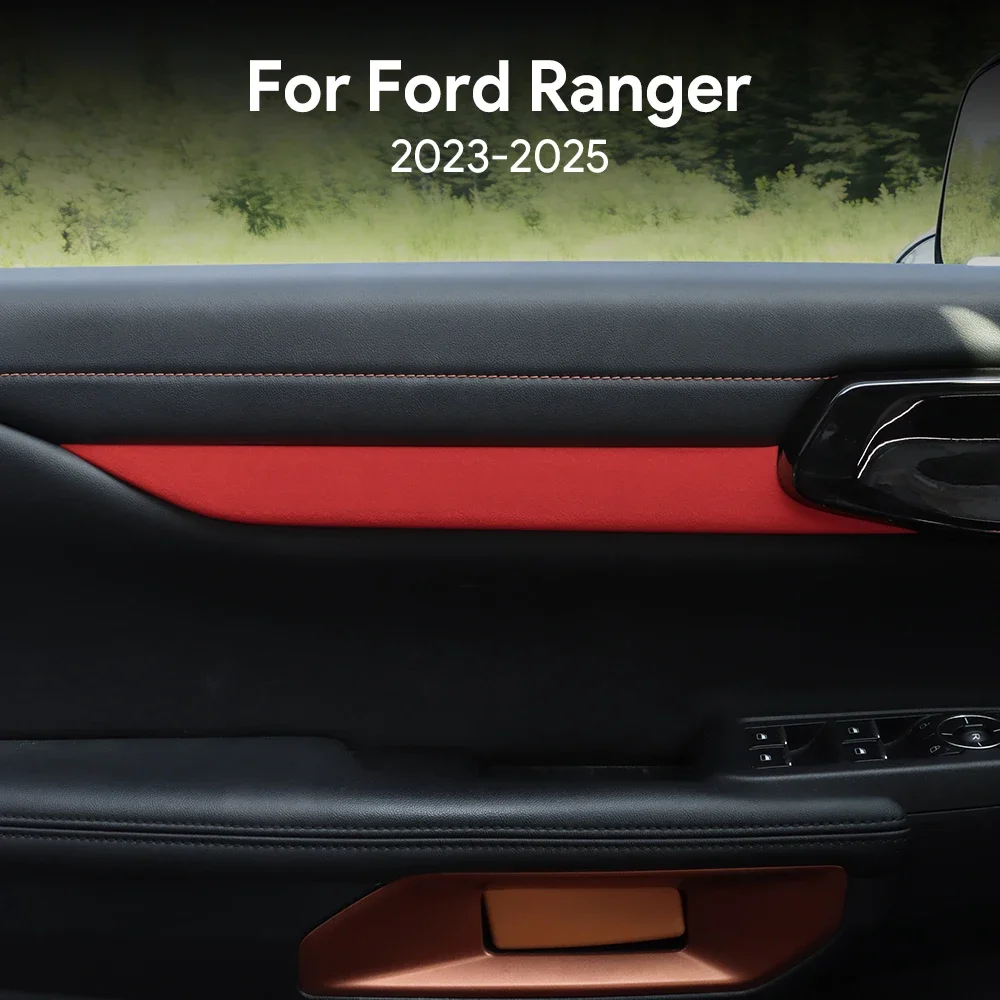 

Для Ford Ranger 2023 2024 2025: Наклейка на верхнюю замшевую отделку, аксессуары для внутренней панели двери автомобиля (LHD/RHD)