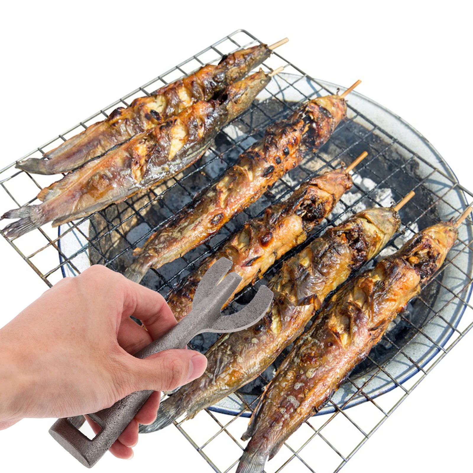 

Teppanyaki Iron Plate Tongs Cast Gripper Barbecue Tools Antislip Handle Pizza Pan Clamp Sizzle Platter Fork Kitchen Cooking