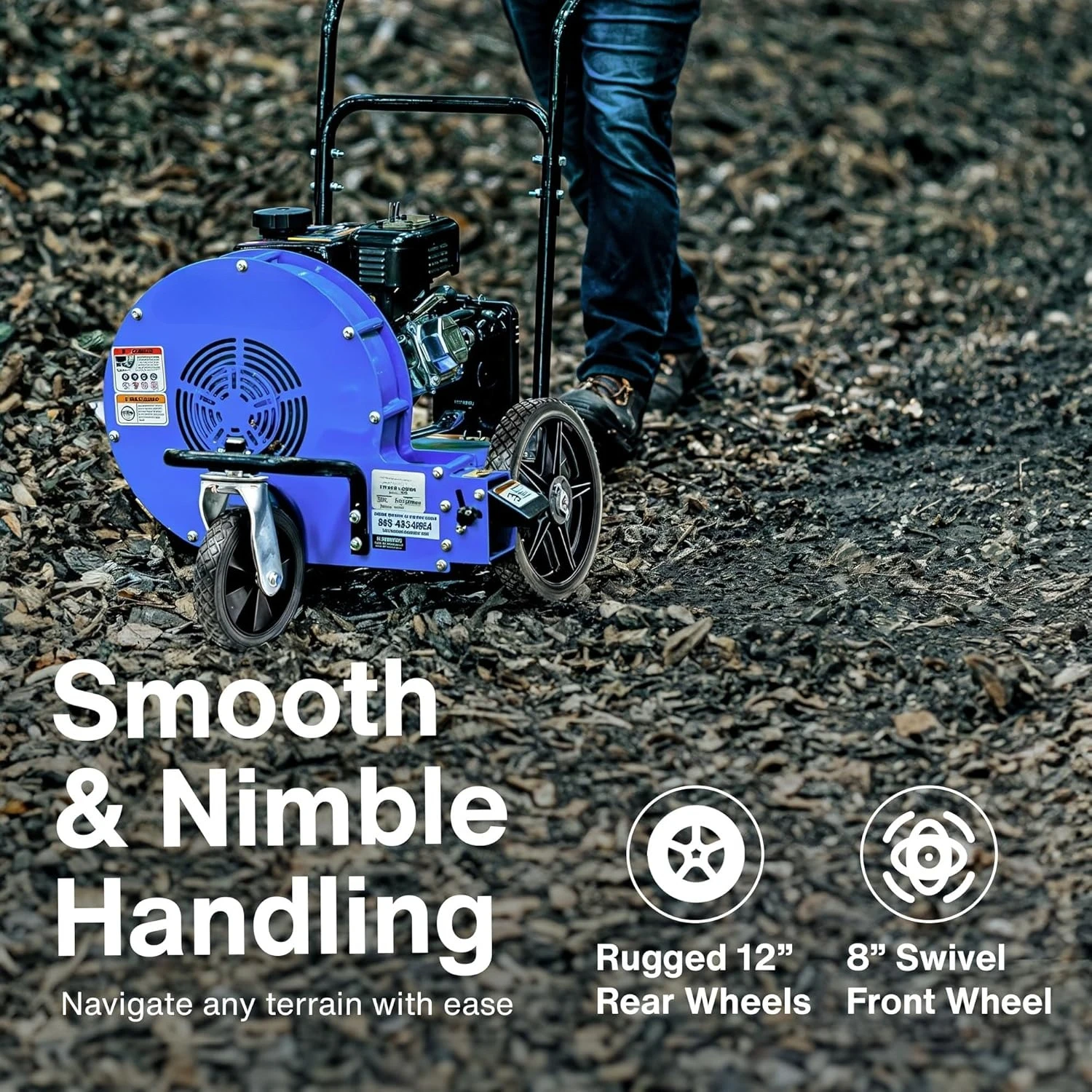 Soffiatore per foglie con ruote Camminata dietro la spazzata a getto semovente manualmente Potente uscita motore OHV a 4 tempi da 7 HP · Vendite dirette in fabbrica