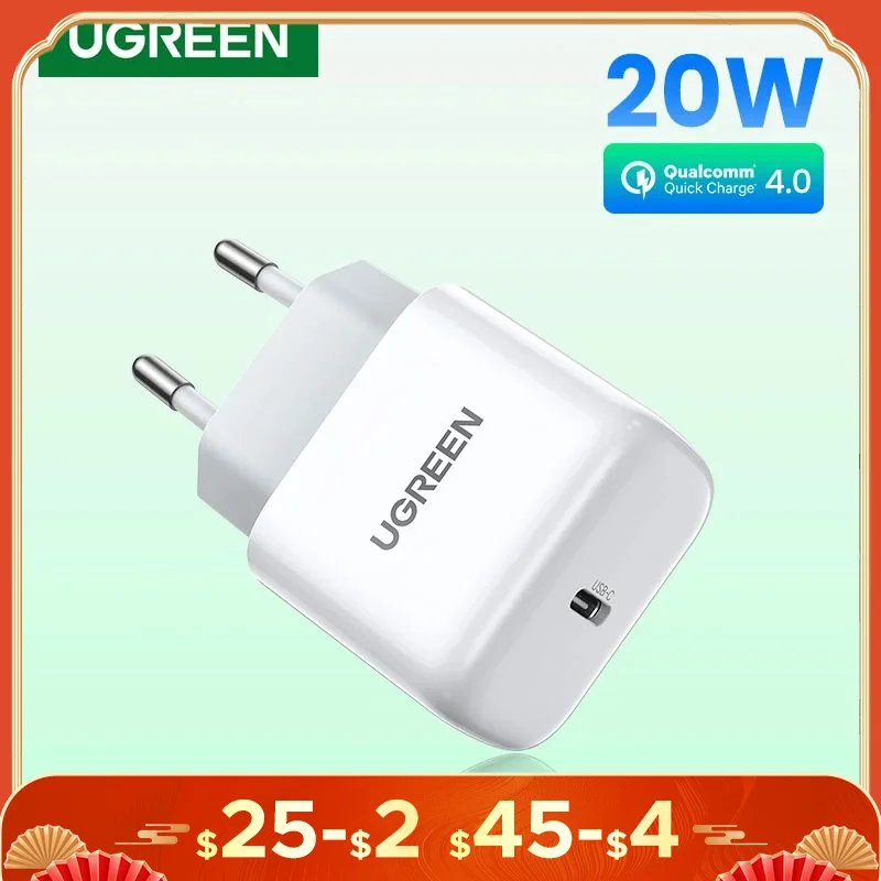 UGREEN USB Type C Charger 20W PD Fast Charger for iPhone 16 15 14 Quick Charge 4.0 30 Phone Charger for Xiaomi Huawei PD Charger