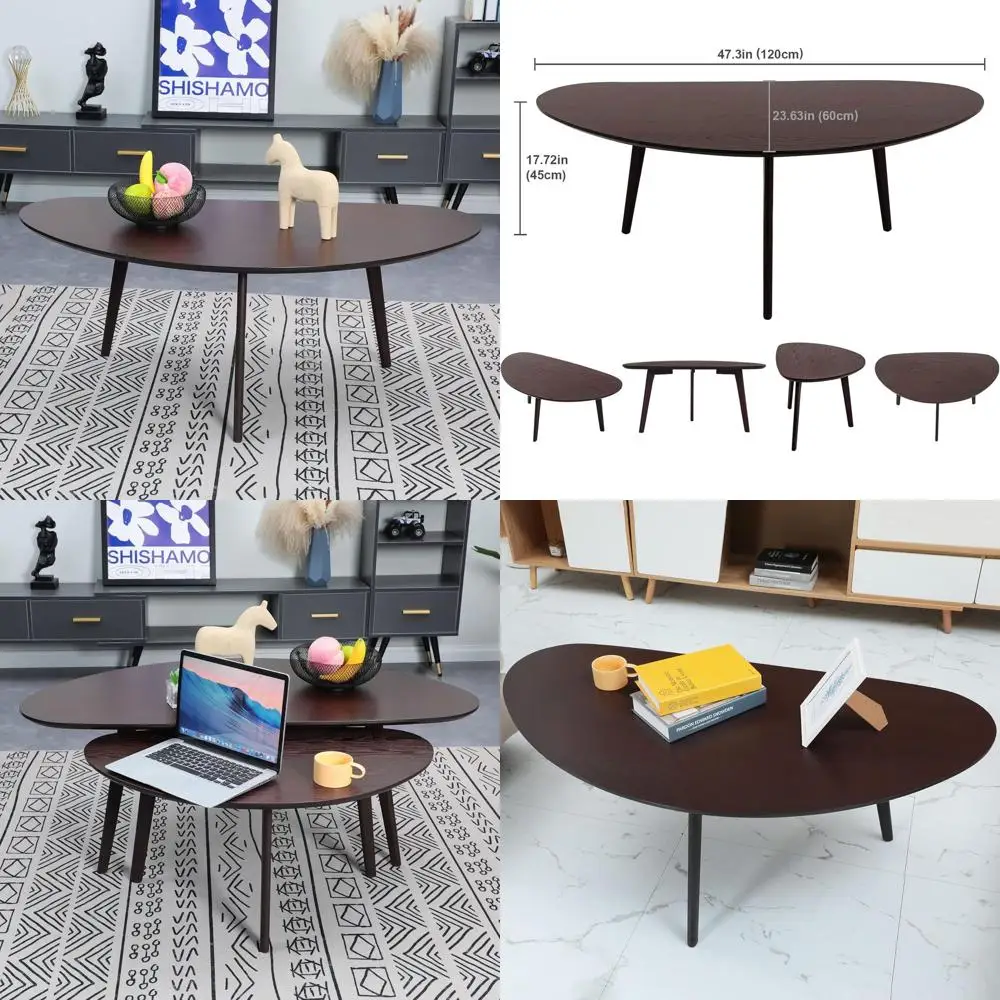 طاولة قهوة اسبريسو بيضاوية كبيرة للمساحات الصغيرة، 47.3 عرض × 23.63 عمق × 17.72 ارتفاع #1