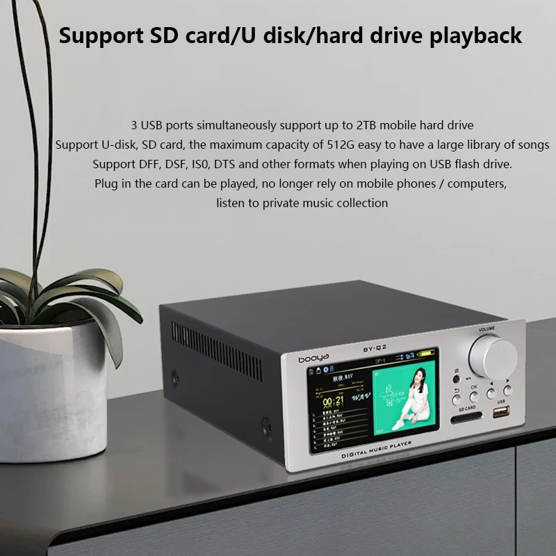 HIFI Digital Audio Player Dual AK4493EQ DAC 4.7 Screen Lossless Music Turntable DSD512 64BIT 384KHz Decode Output Bluetooth 5.0