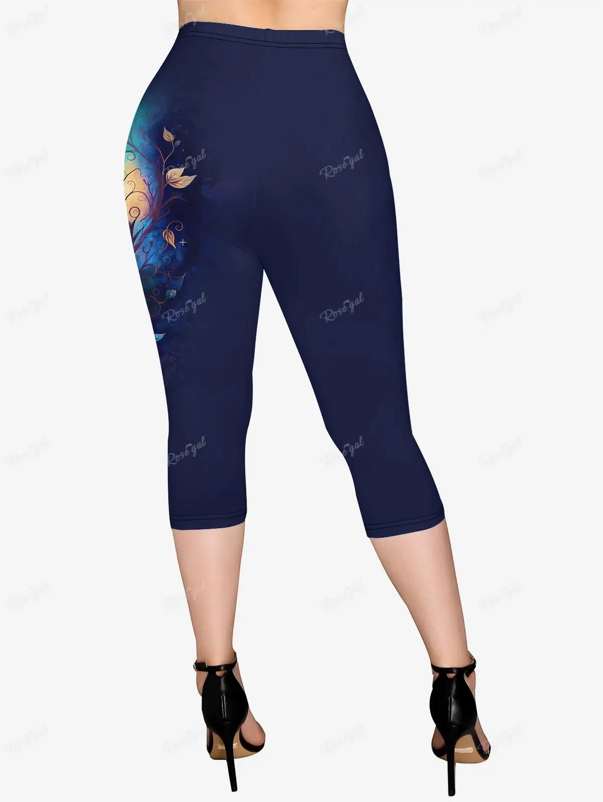 Camiseta de manga corta y Leggings Capri para mujer, conjuntos de talla grande para mujer, 2 piezas, trajes de XS-6X, estampado de rama de búho y