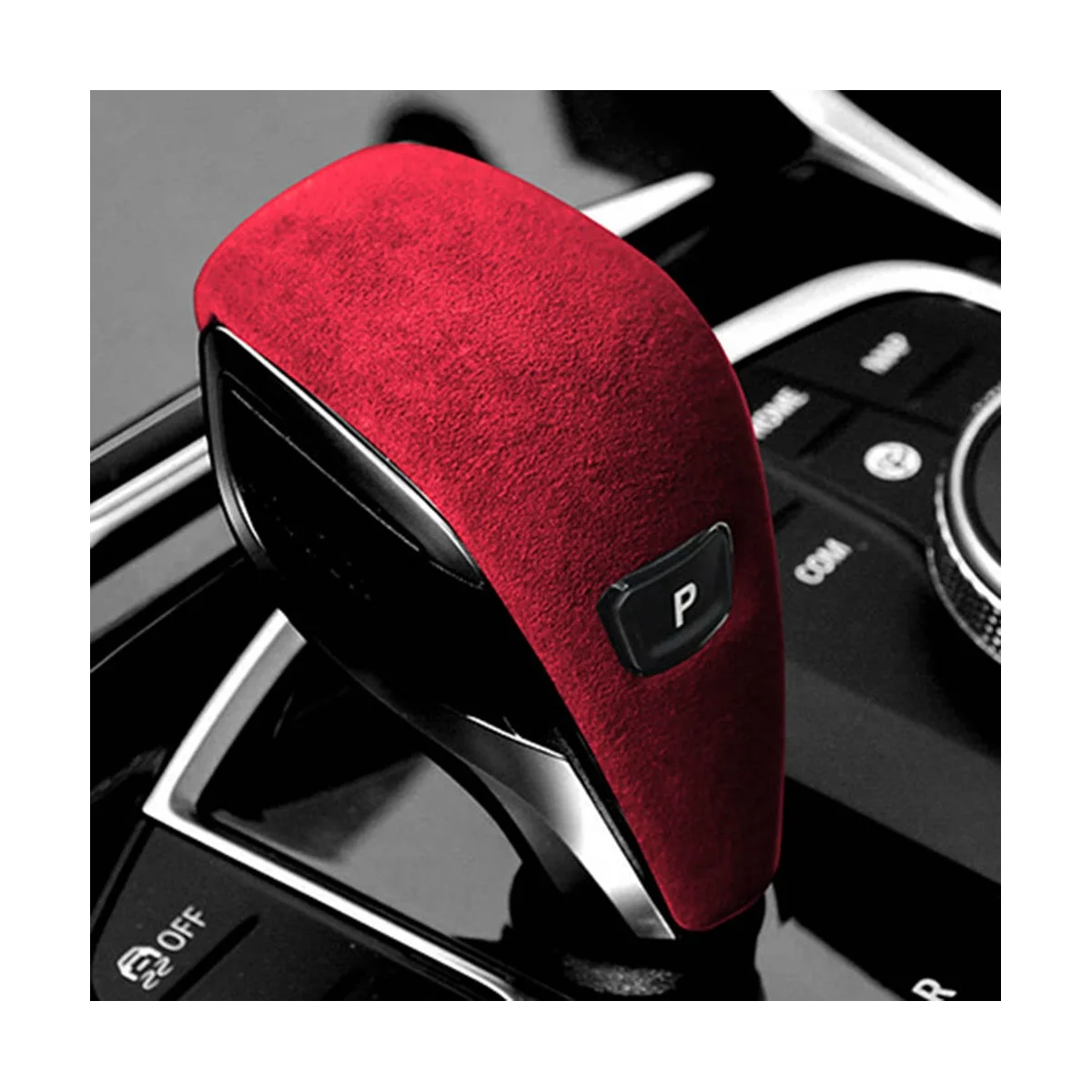 For BMW 3 Series 20-23 Suede Red Tumbled Leather Shifter Cover Protective Cover Case