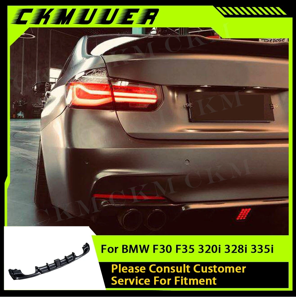 

CKMUUER Carbon Rear Bumper Lip Diffuser For BMW F30 F35 320i 328i 335i M Sport 2012-2018 Four Outlet Exhaust Guard Trims