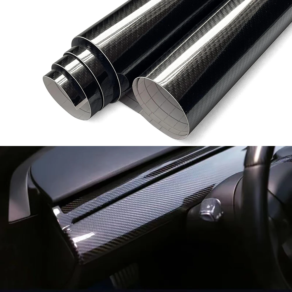 6D Carbon Fiber Vinyl Foil Film Car Wrap Roll Decal Wrapping Sheet Console Computer Laptop Skin Protective Stickers Accessories