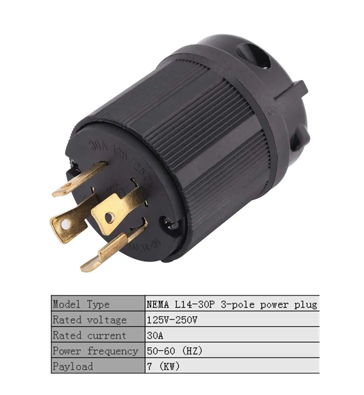 US Twist Lock Plug Nema L14-30P 30A 125V-250V, Industrial Grade 3 Pole 4 Wire Power Plug, Electrical Generator Plug Connector ,