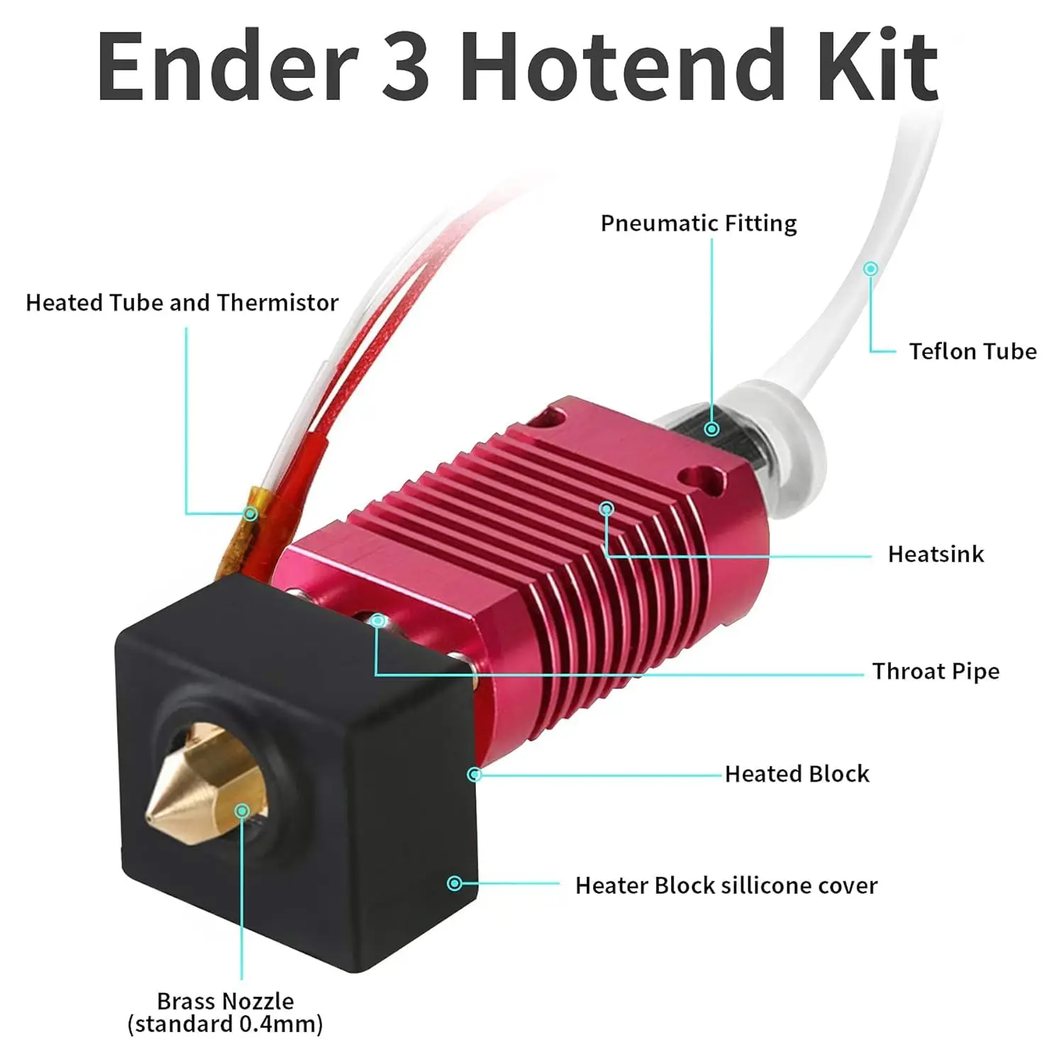 Creality Original Ender 3 Komplett Montiertes Hotend-Set, Vollständig Montiertes Hotend mit Metallgehäuse für Ender 3 / Ender 3S / Ender 3 Pro – Detail 27