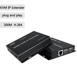 H.264 KVM IP Extender HDMI-compatible over Single Rj45 Ethernet cat5e/6 Cable 200M 1080P  USB KVM Extender Support Touch Screen