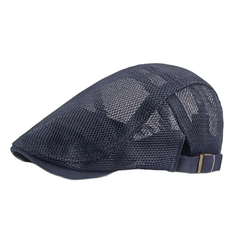 Polyester Summer Fashion Joker Solid Color Mesh Newsboy Caps Flat Peaked Cap Boy and Girl Painter Beret Hats 01